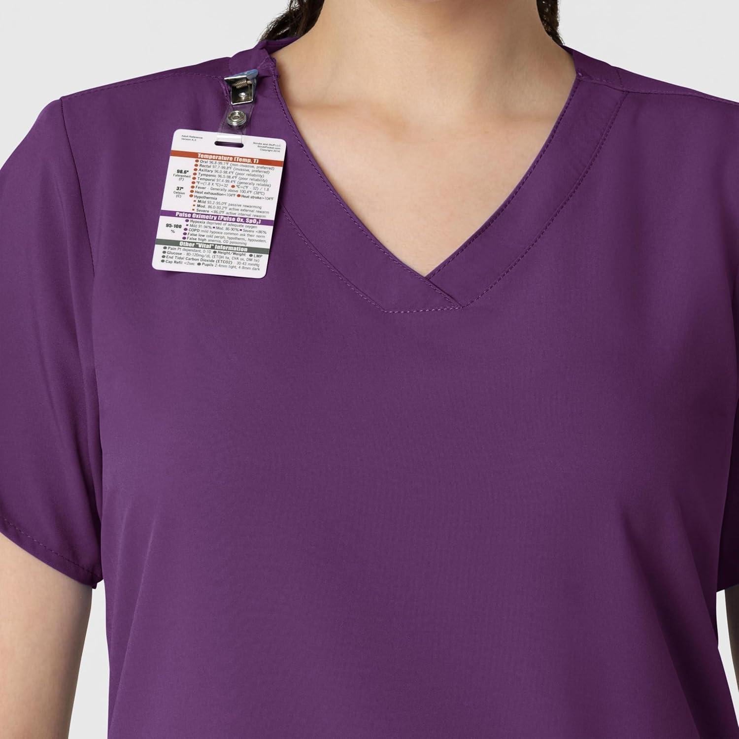 Wink Scrubs for Women, W123, Classic V-Neck Tops with 2 Pockets(Eggplant)