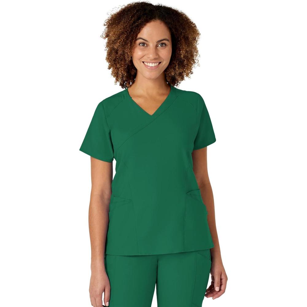WonderWink Womens Women’s Mock Wrap Scrub Top(Hunter)