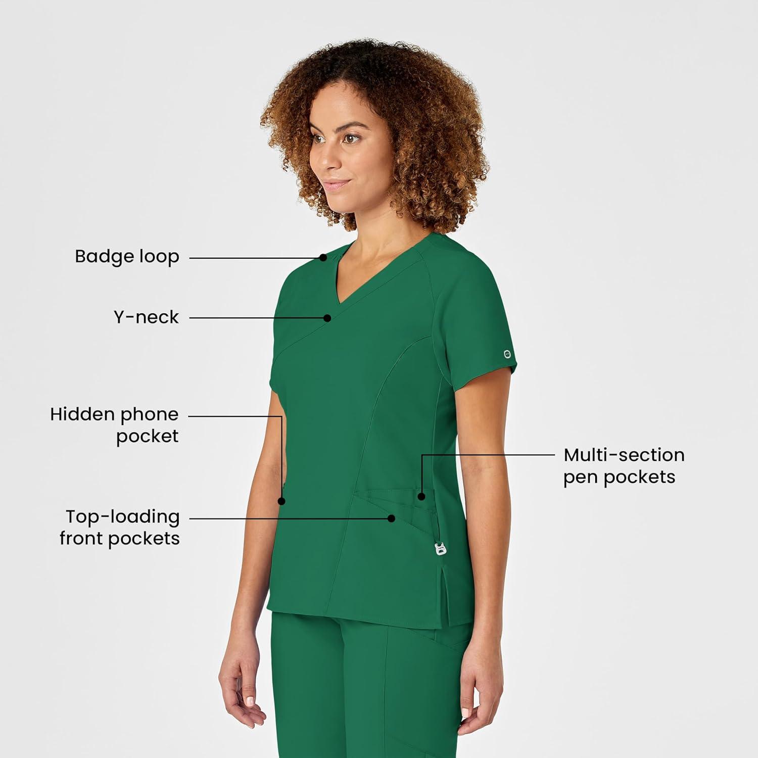 WonderWink Womens Women’s Mock Wrap Scrub Top(Hunter)