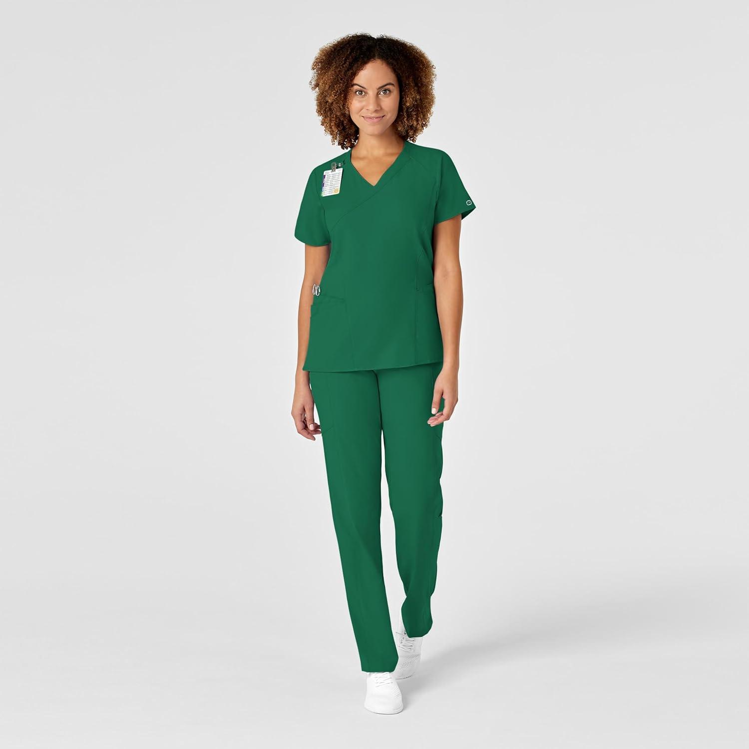 WonderWink Womens Women’s Mock Wrap Scrub Top(Hunter)