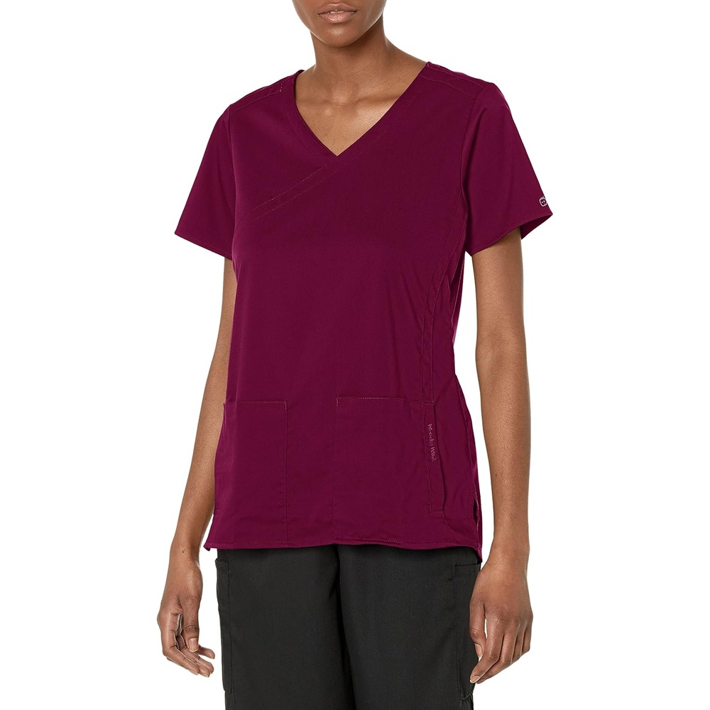 Wink PRO Women’s 4 Pocket Wrap Scrub Top(Wine)