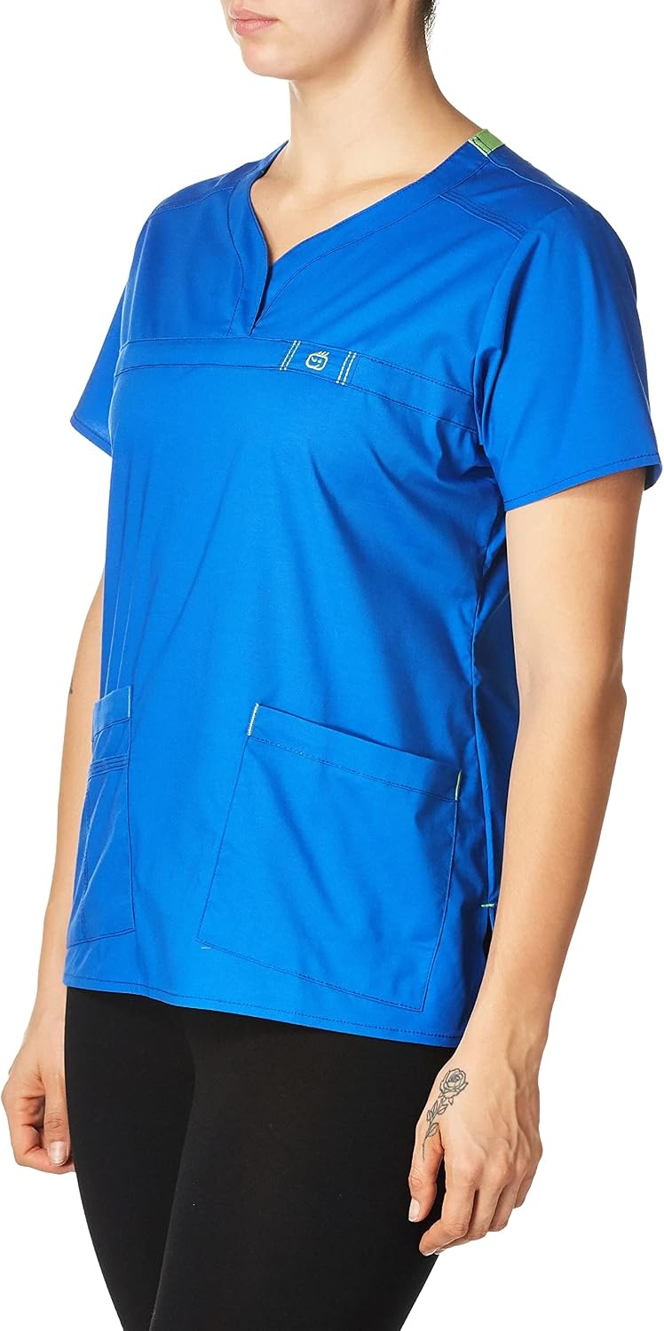 Wink WonderFLEX Patience – Women’s Curved Notch Neck Scrub Top(Navy)