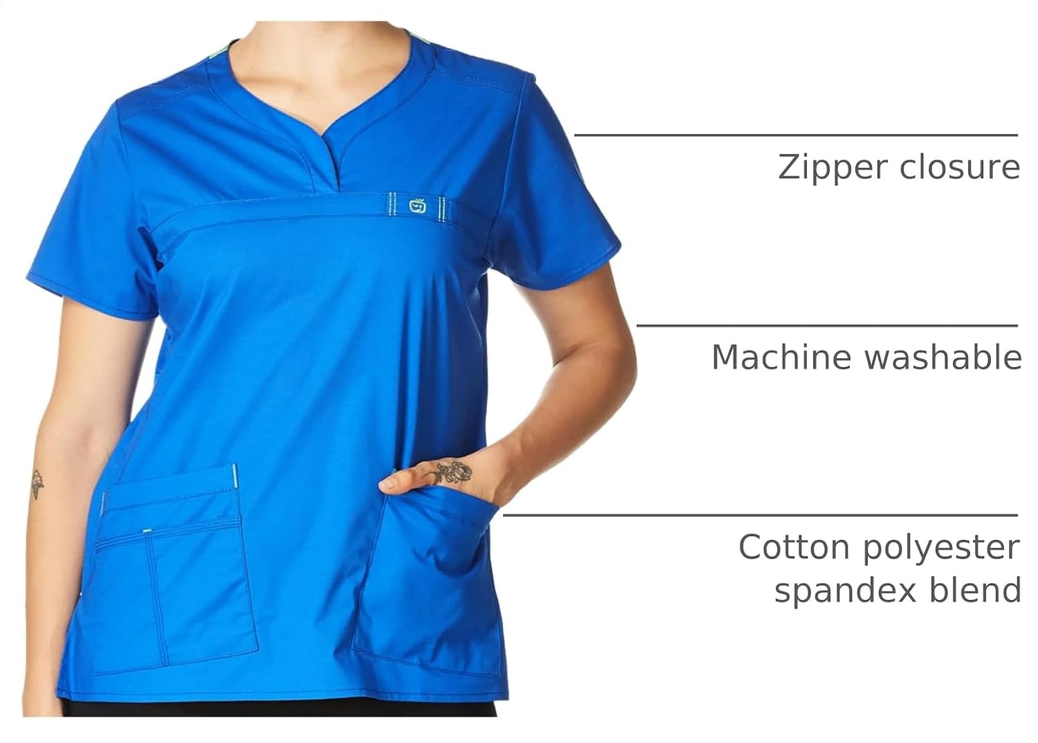 Wink WonderFLEX Patience – Women’s Curved Notch Neck Scrub Top(Navy)