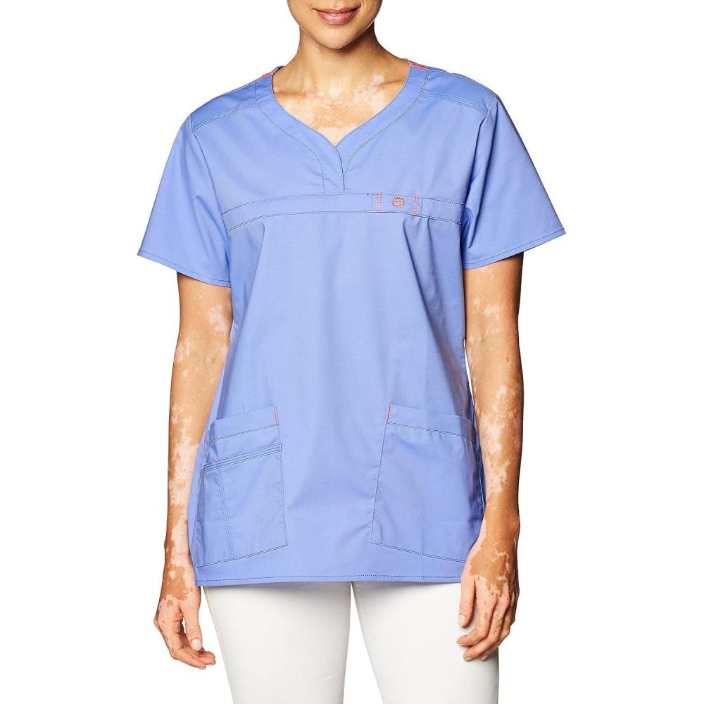 WonderWink Womens Wonderflex Patience Women’s Scrub Top(Ceil Blue)