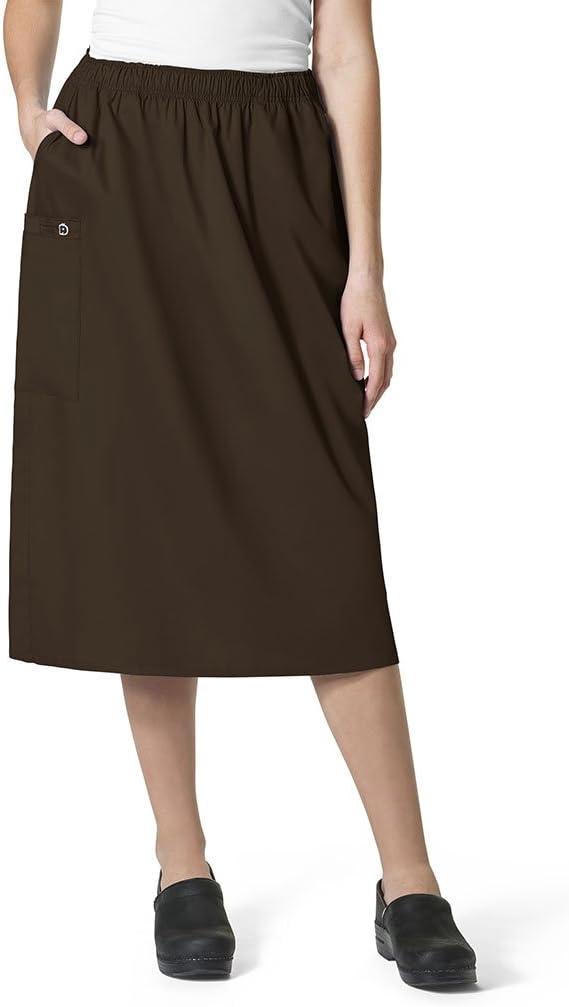 WonderWink Women’s Plus-Size Wonderwork Plus Pull-on Cargo Scrub Skirt(Chocolate)