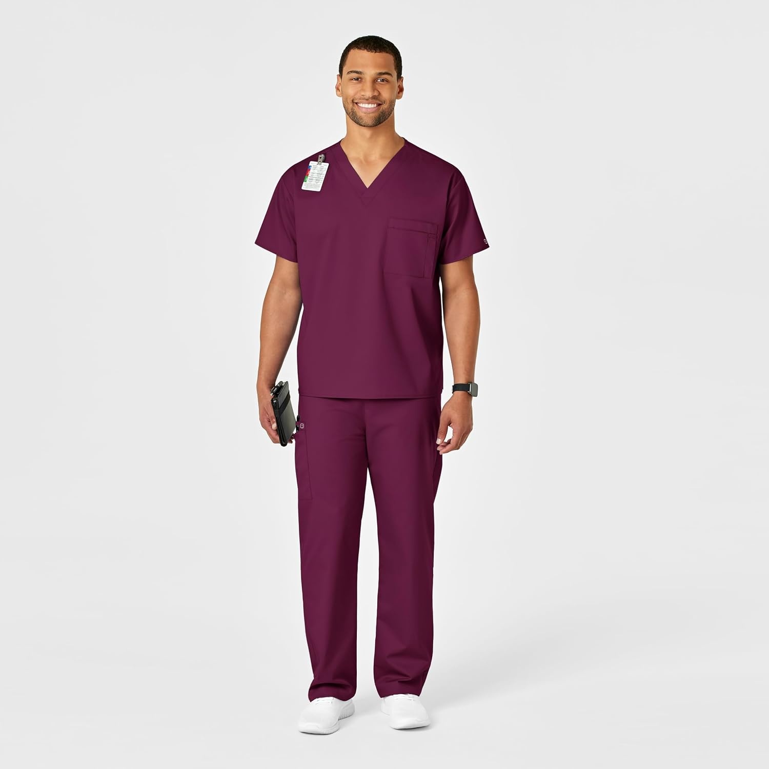 Wink WonderWORK Unisex Drawstring Cargo Scrub Pant(Wine)