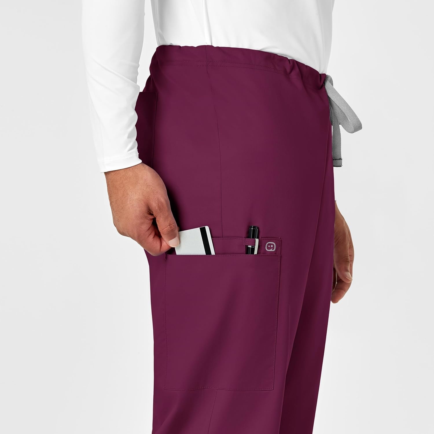 Wink WonderWORK Unisex Drawstring Cargo Scrub Pant(Wine)