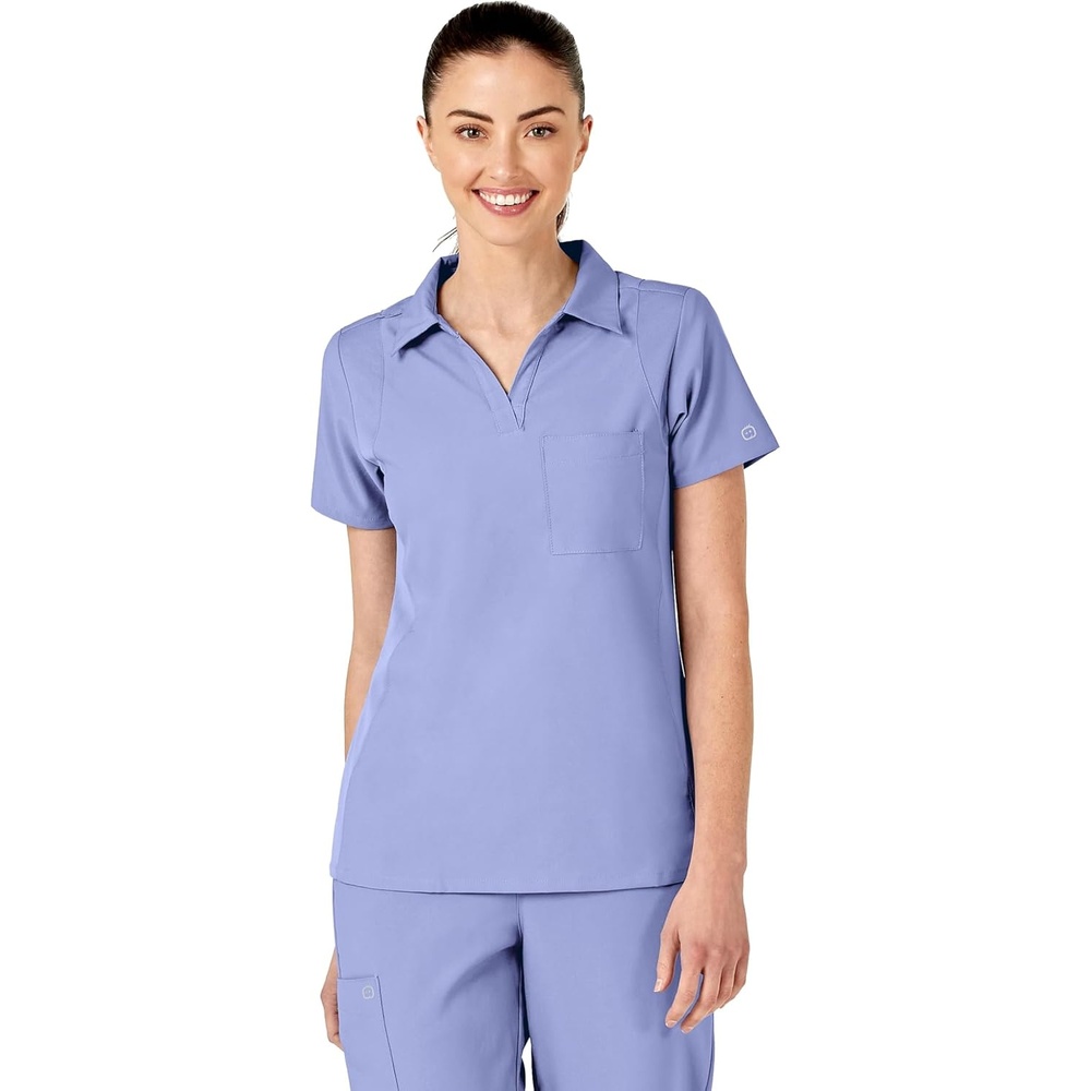 Wink W123 Women’s Collar Scrub Top(Ceil Blue)