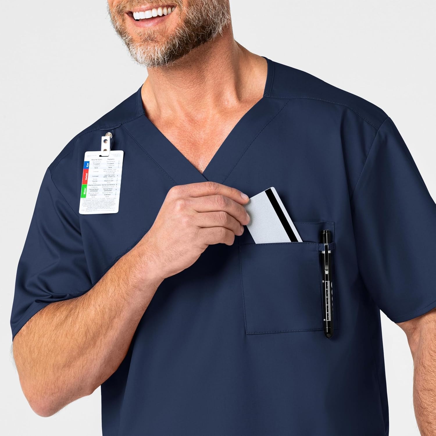 WonderWink Men’s Big Wonderwork Big Men’s V Neck Scrub Top(Navy)