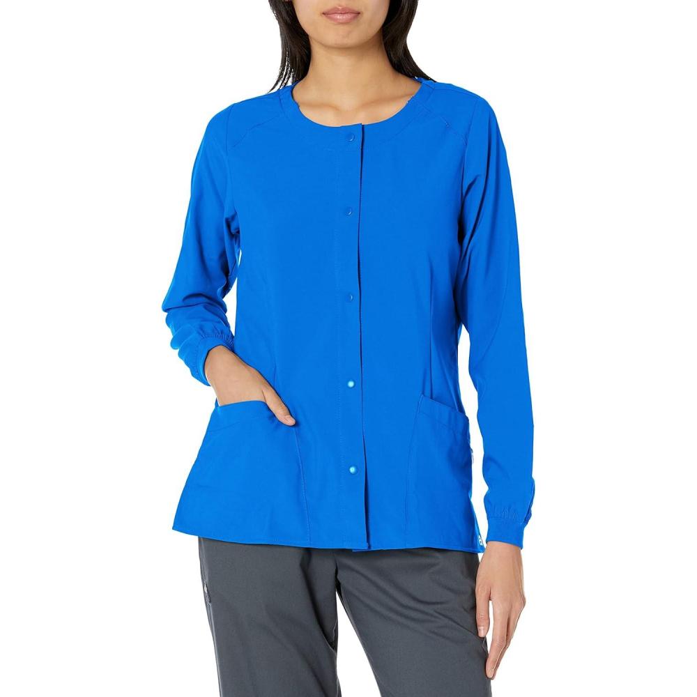 WonderWink Womens Crew Neck Warm Up Jacket(Royal)