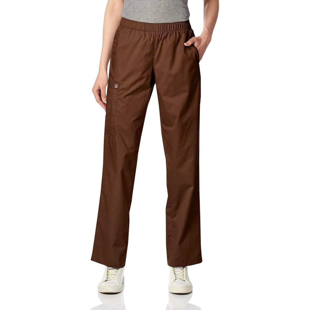 WonderWink Women’s Tall Wonderwork Women’s Pull-On Cargo Scrub Pant Tall(Chocolate)