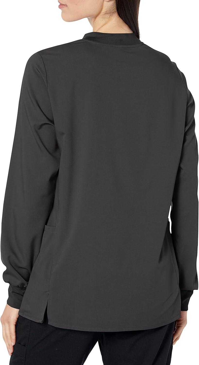 WonderWink womens Women’s Snap Front Warm-up Jacket(Black)
