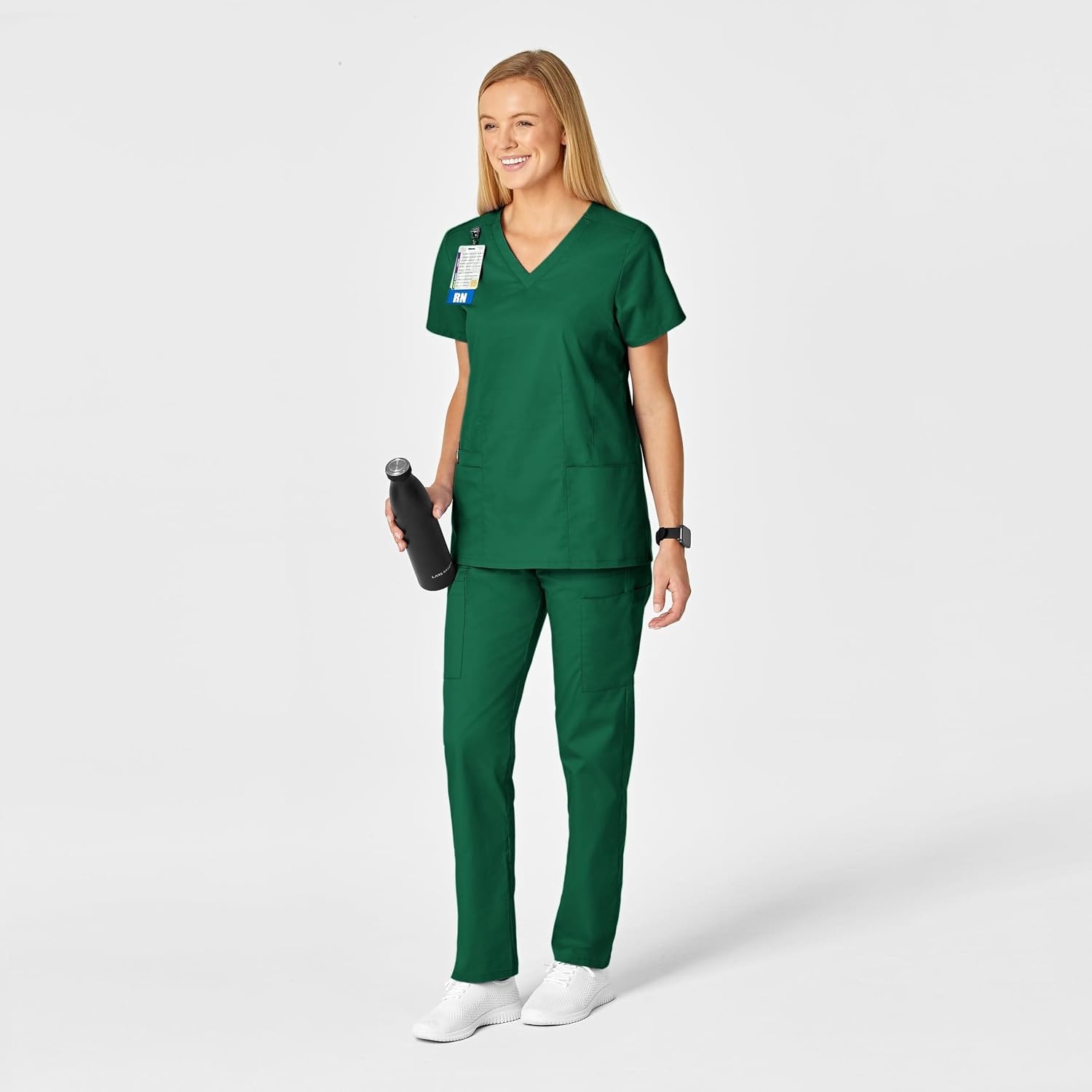 Wink WonderWORK Women’s Shaped V-Neck Scrub Top(Hunter)