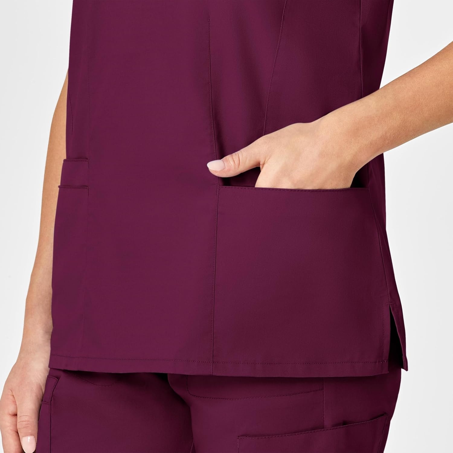 WINK WonderWORK Women’s V-Neck Scrub Top(Wine)