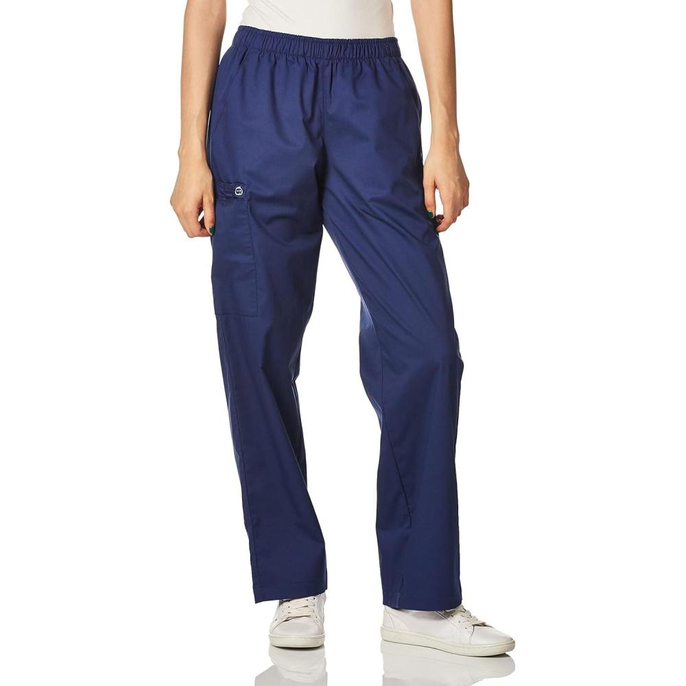 WonderWink Women’s Tall Wonderwork Women’s Pull-On Cargo Scrub Pant Tall(Navy)
