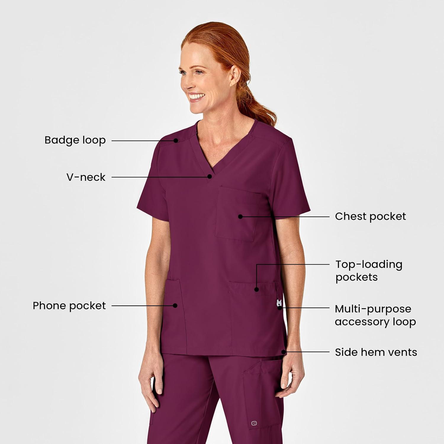WonderWink Womens 4-Pocket Utility Top(Wine)