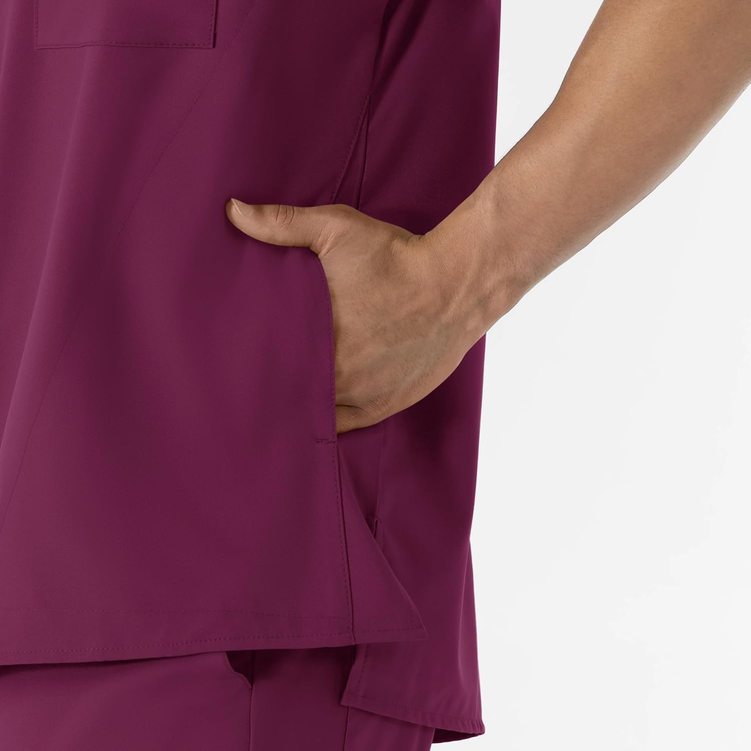 WINK W123 Men’s V-Neck Scrub Top(Wine)