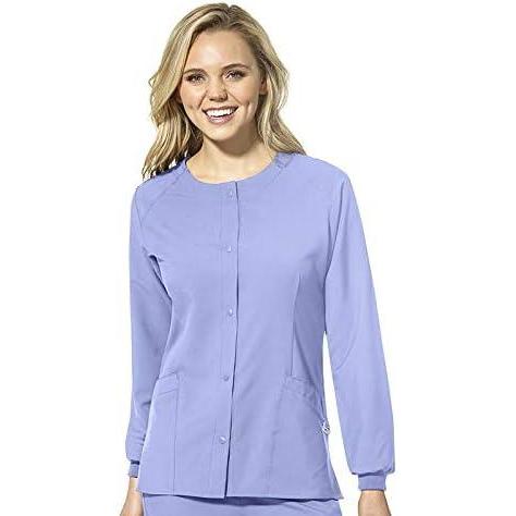 WonderWink Womens Crew Neck Warm Up Jacket(Ceil Blue)