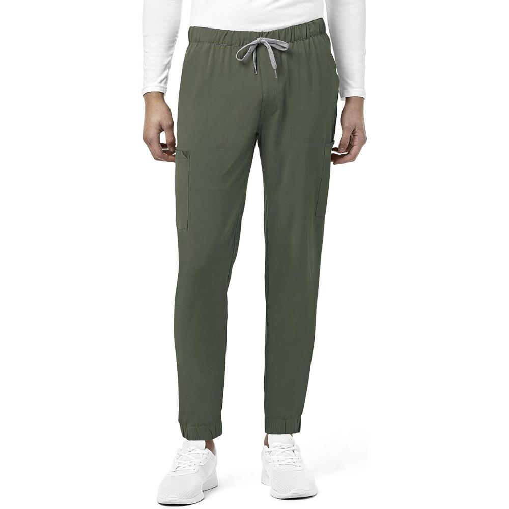 WonderWink Mens Renew Men’s Jogger Scrub Pant(Olive)