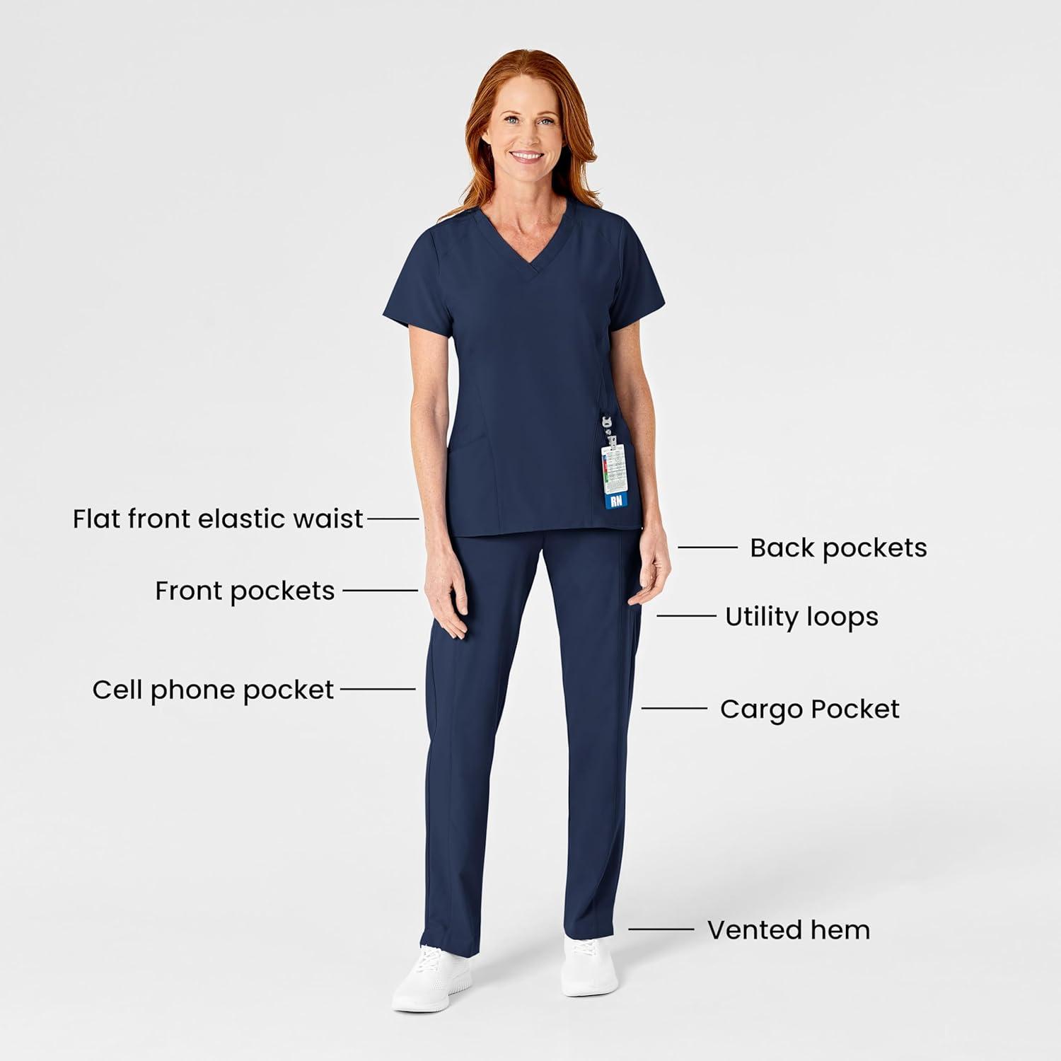 WonderWink womens Women’s Flat Front Cargo Scrub Pant(Navy)