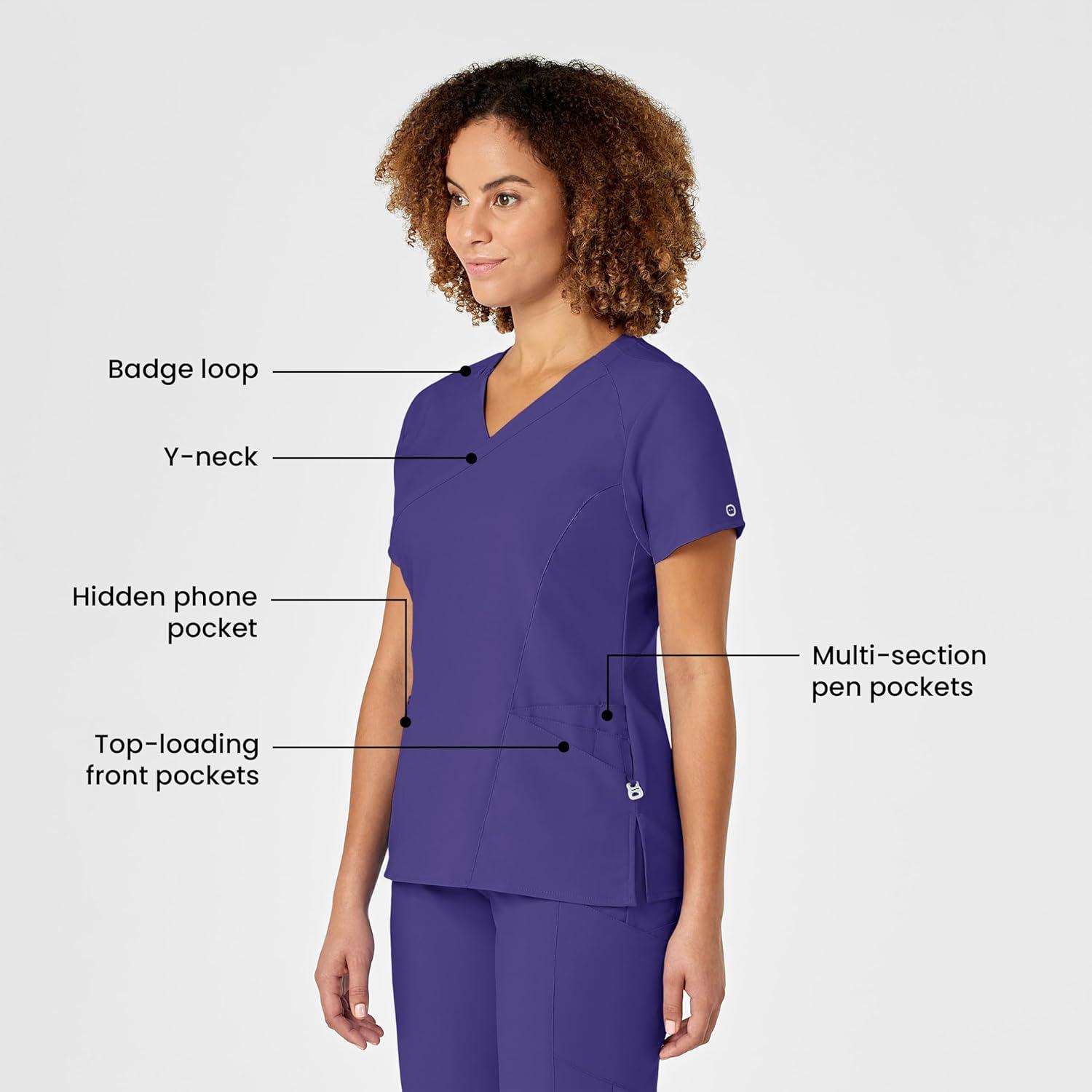 WonderWink Womens Women’s Mock Wrap Scrub Top(Grape)