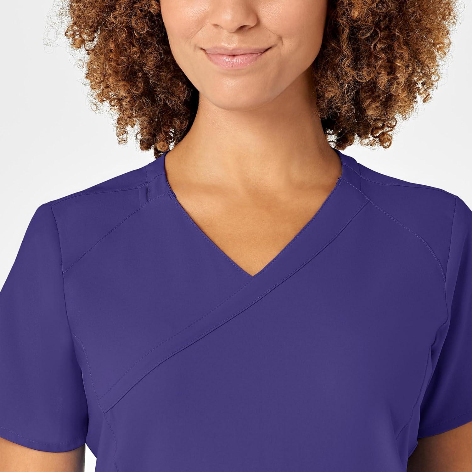 WonderWink Womens Women’s Mock Wrap Scrub Top(Grape)