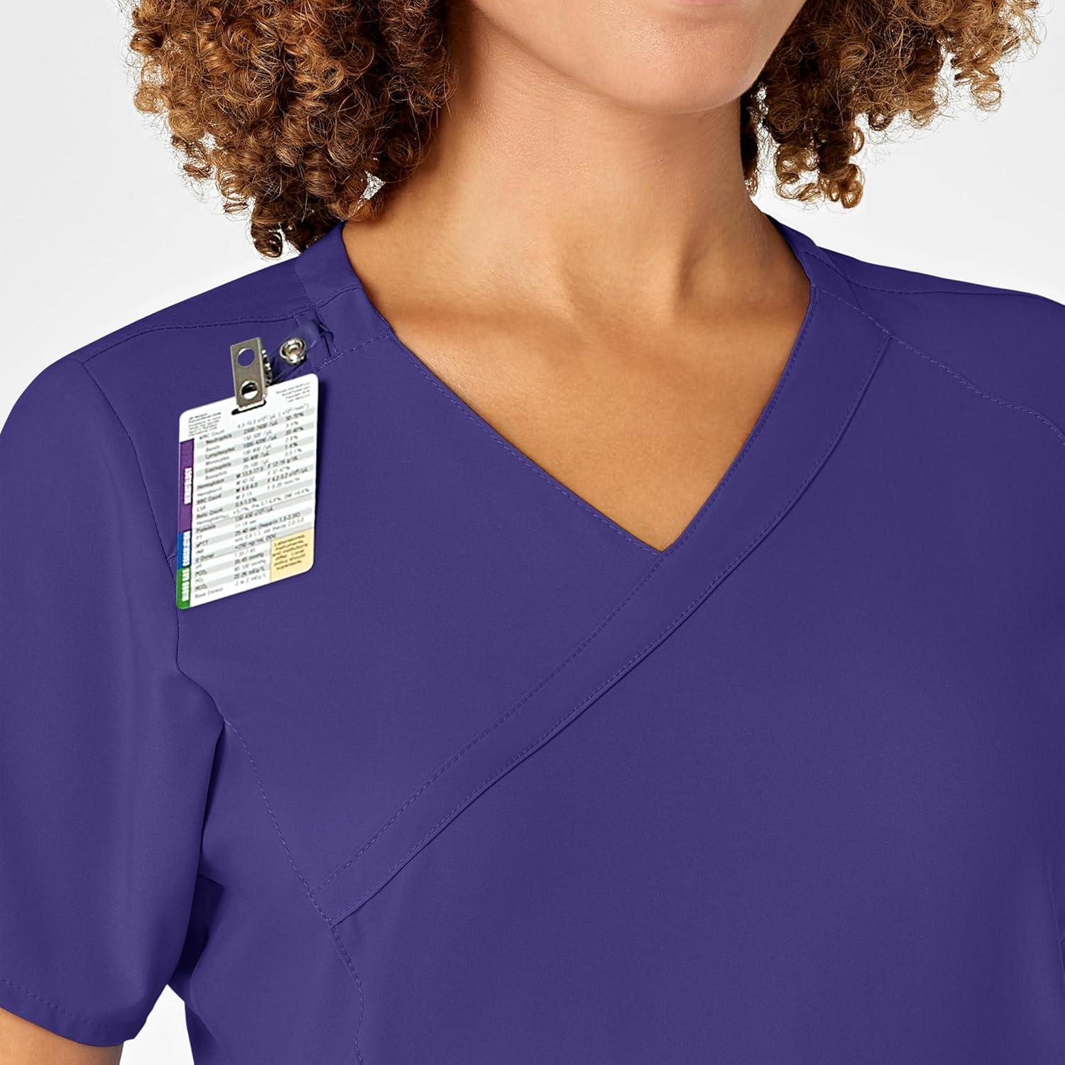 WonderWink Womens Women’s Mock Wrap Scrub Top(Grape)