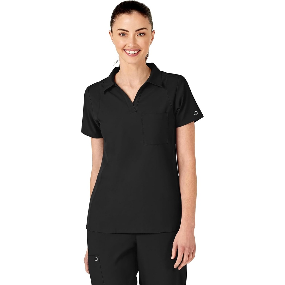 Wink W123 Women’s Collar Scrub Top(Black)