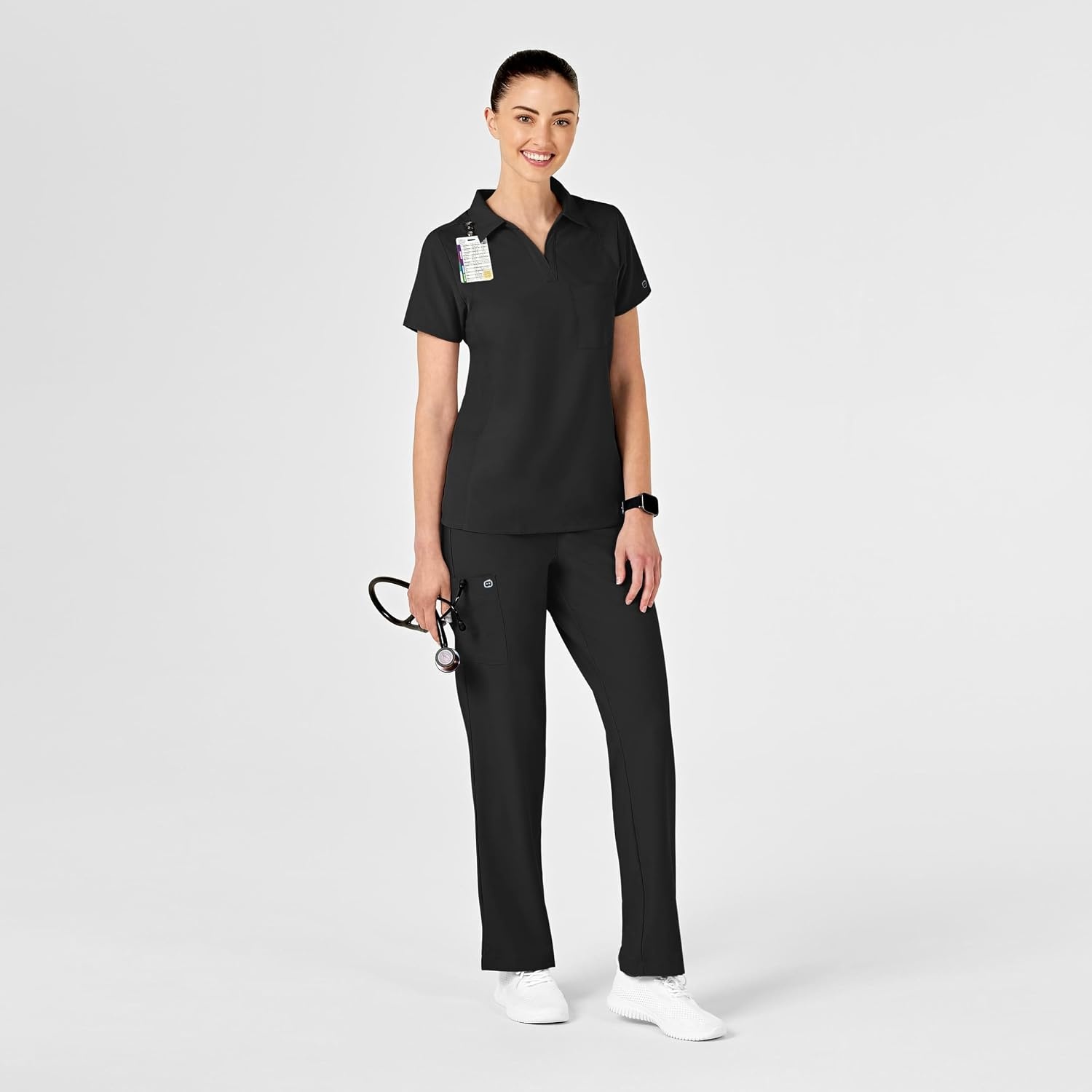 Wink W123 Women’s Collar Scrub Top(Black)