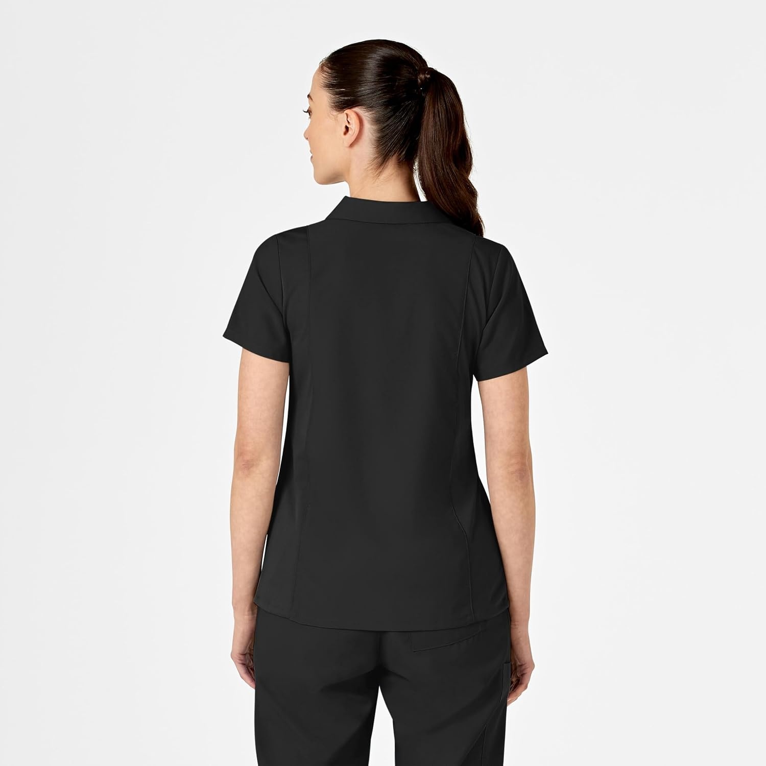 Wink W123 Women’s Collar Scrub Top(Black)
