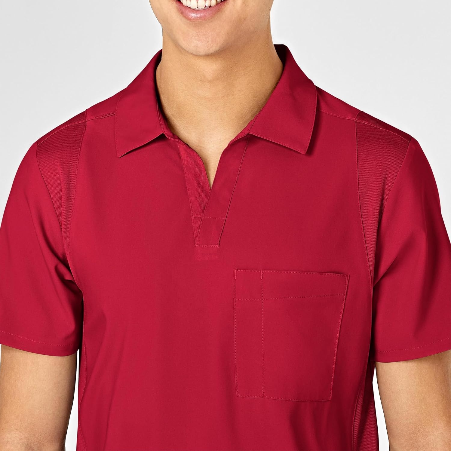 Wink W123 Men’s Collar Scrub Top(Red)