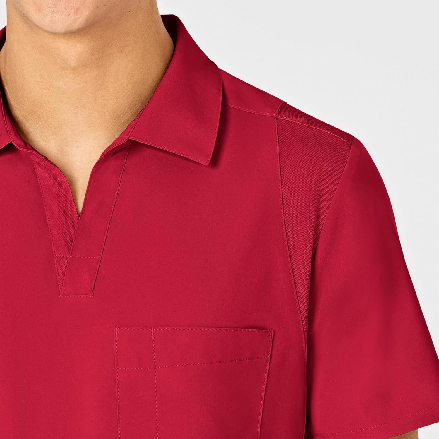 Wink W123 Men’s Collar Scrub Top(Red)