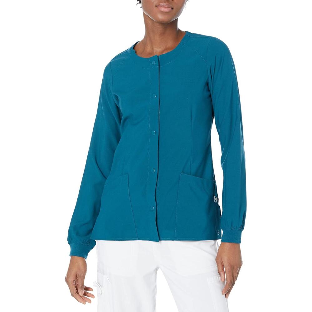 WonderWink Womens Crew Neck Warm Up Jacket(Caribbean)