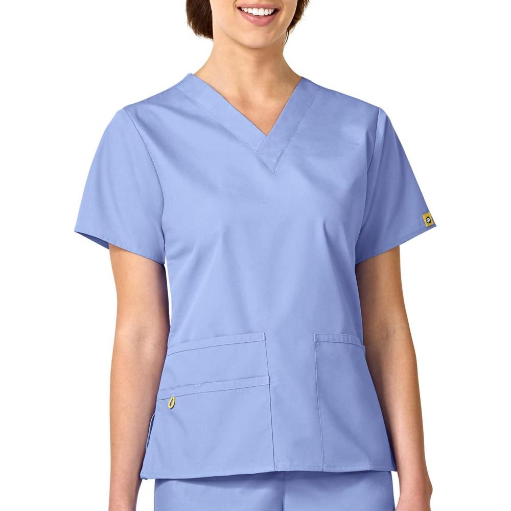 WonderWink Women’s Origins Bravo Scrub Top(Ceil Blue)