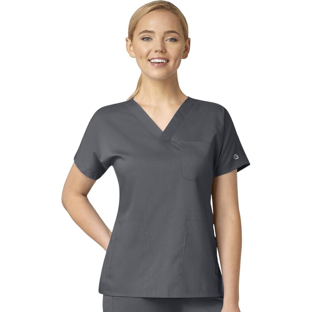 WonderWink Womens Women’s Dolman Scrub Top(Pewter)