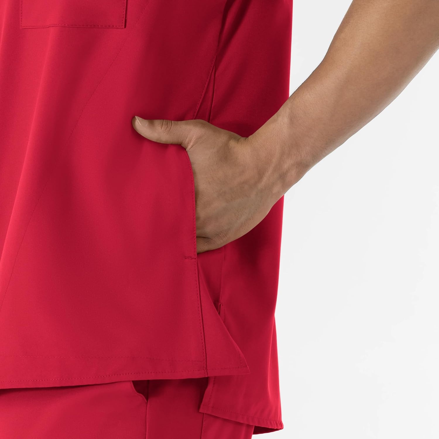 WINK W123 Men’s V-Neck Scrub Top(Red)