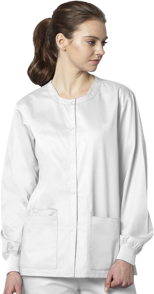 WonderWink womens Snap Front Jacket(White)