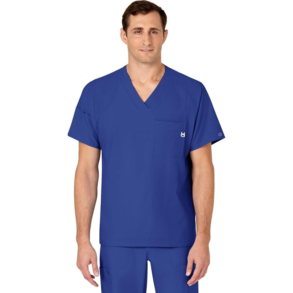 WINK W123 Men’s V-Neck Scrub Top(Galaxy Blue)