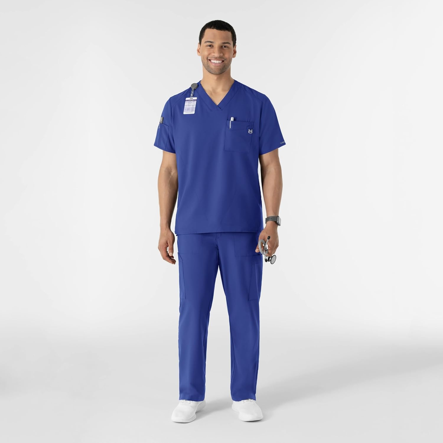 WINK W123 Men’s V-Neck Scrub Top(Galaxy Blue)