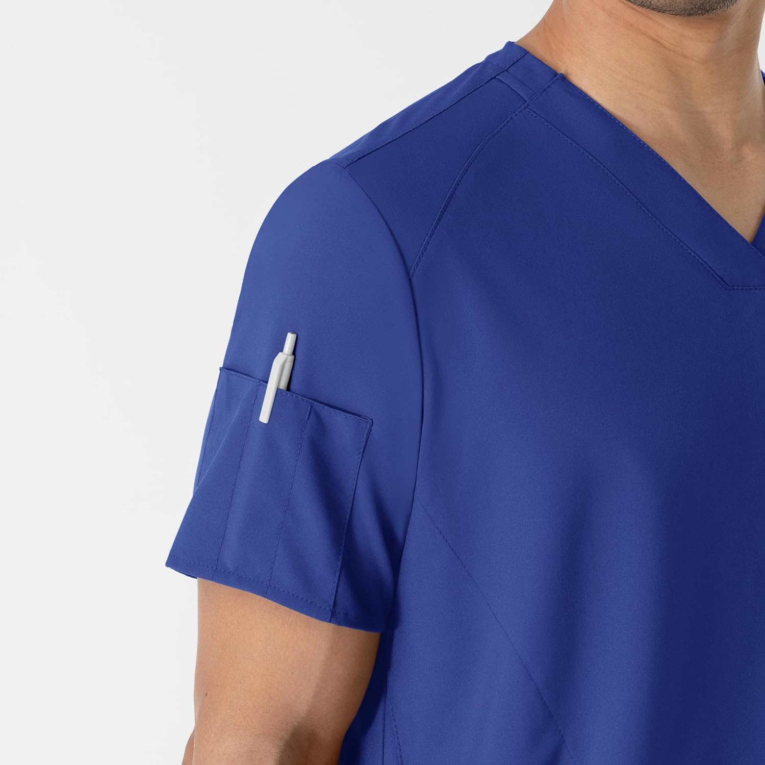 WINK W123 Men’s V-Neck Scrub Top(Galaxy Blue)