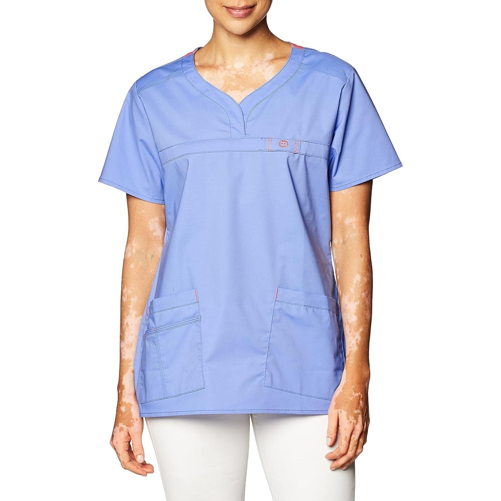 Wink Womens Wonderflex Patience Women’s Scrub Top(Ceil Blue)