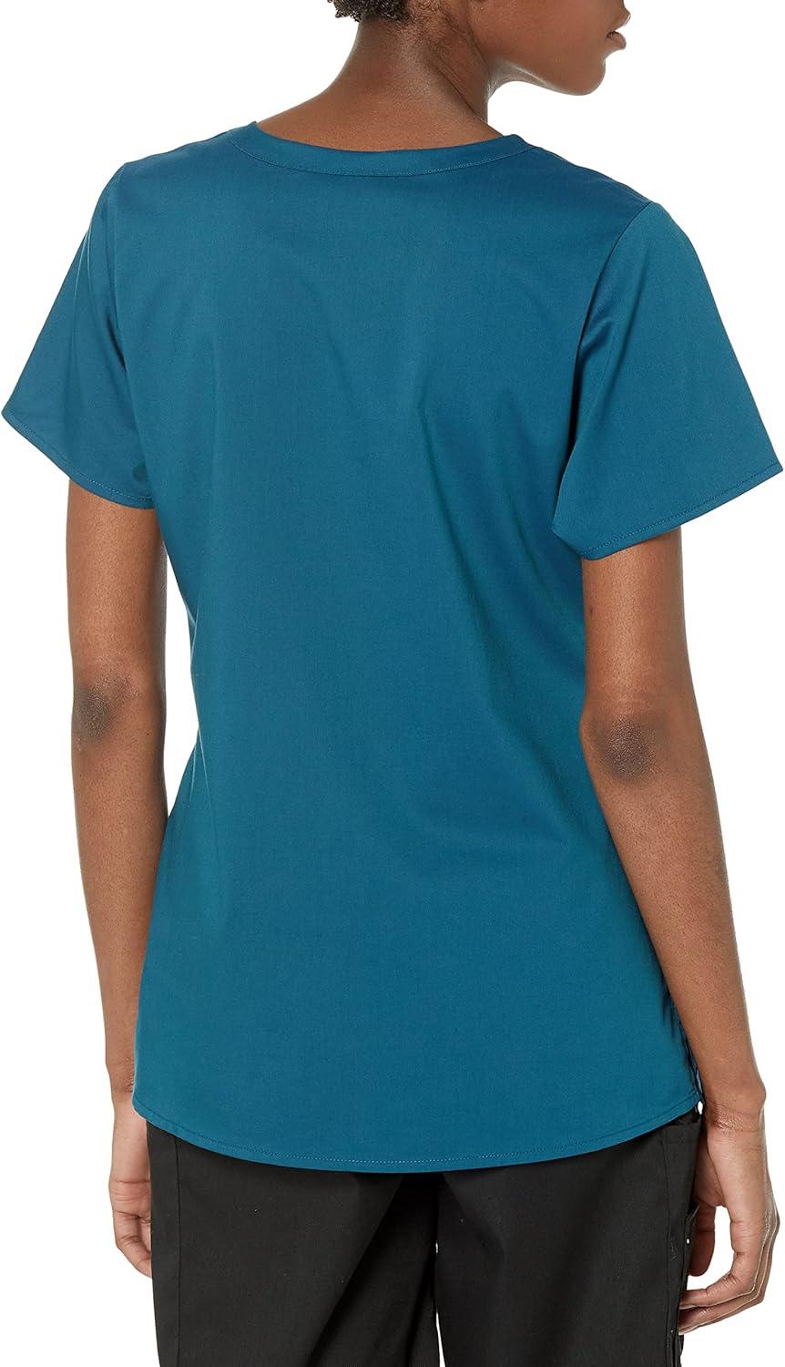 WonderWink Womens Women’s 4 Pocket Wrap Scrub Top(Caribbean Blue)