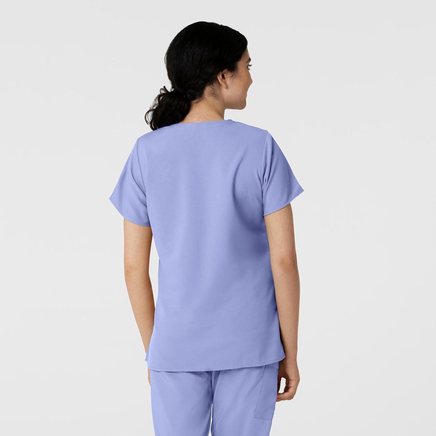 Wink Scrubs for Women, W123, Classic V-Neck Tops with 2 Pockets(Ceil Blue)
