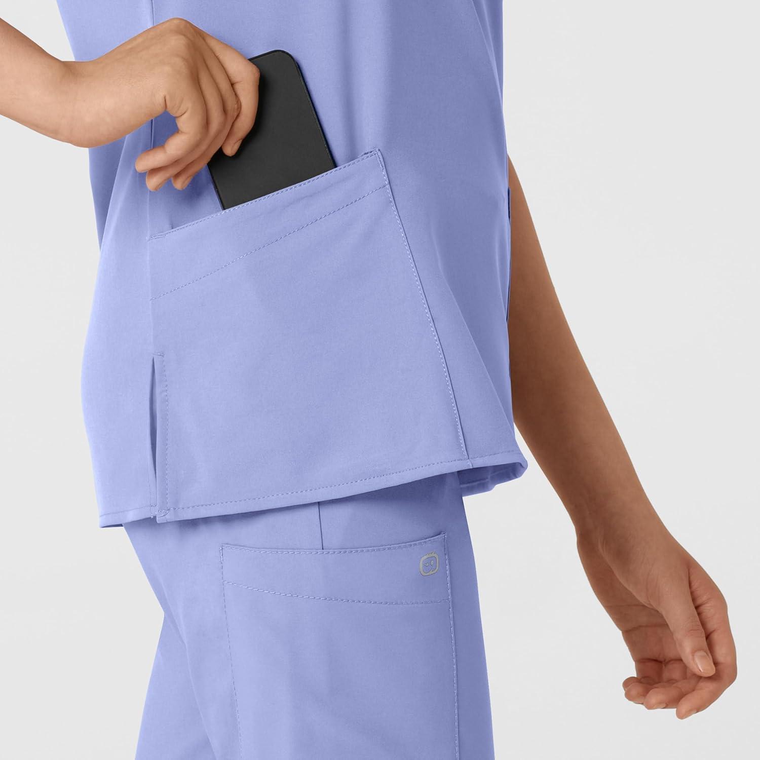 Wink Scrubs for Women, W123, Classic V-Neck Tops with 2 Pockets(Ceil Blue)