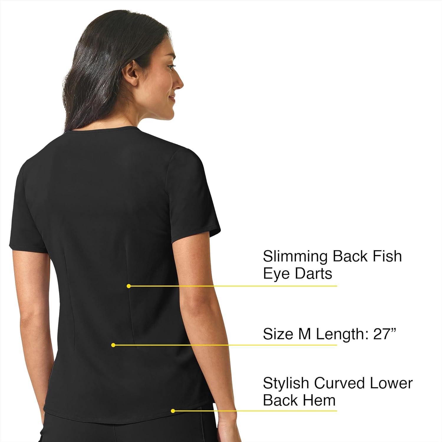 WonderWink Womens Mandarin Collar Tuck-in Top(Black)