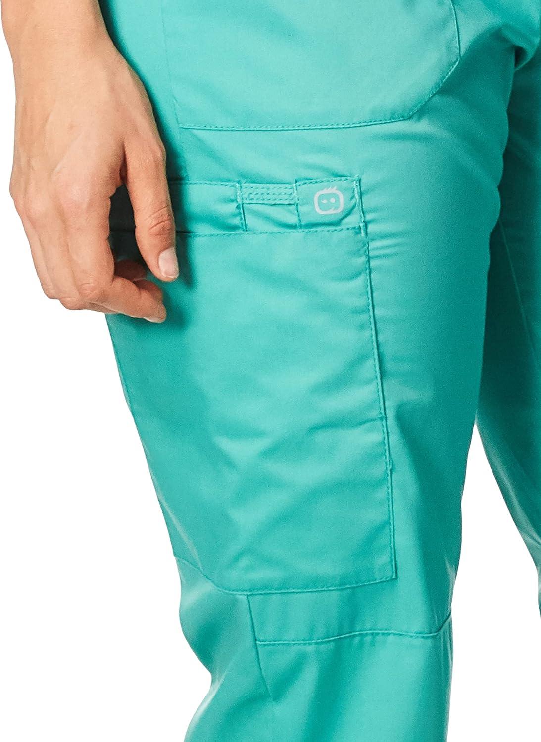 WonderWink Women’s Petite-Plus-Size Wonderwork Straight Leg Cargo Scrub Pant(Surgical Green)