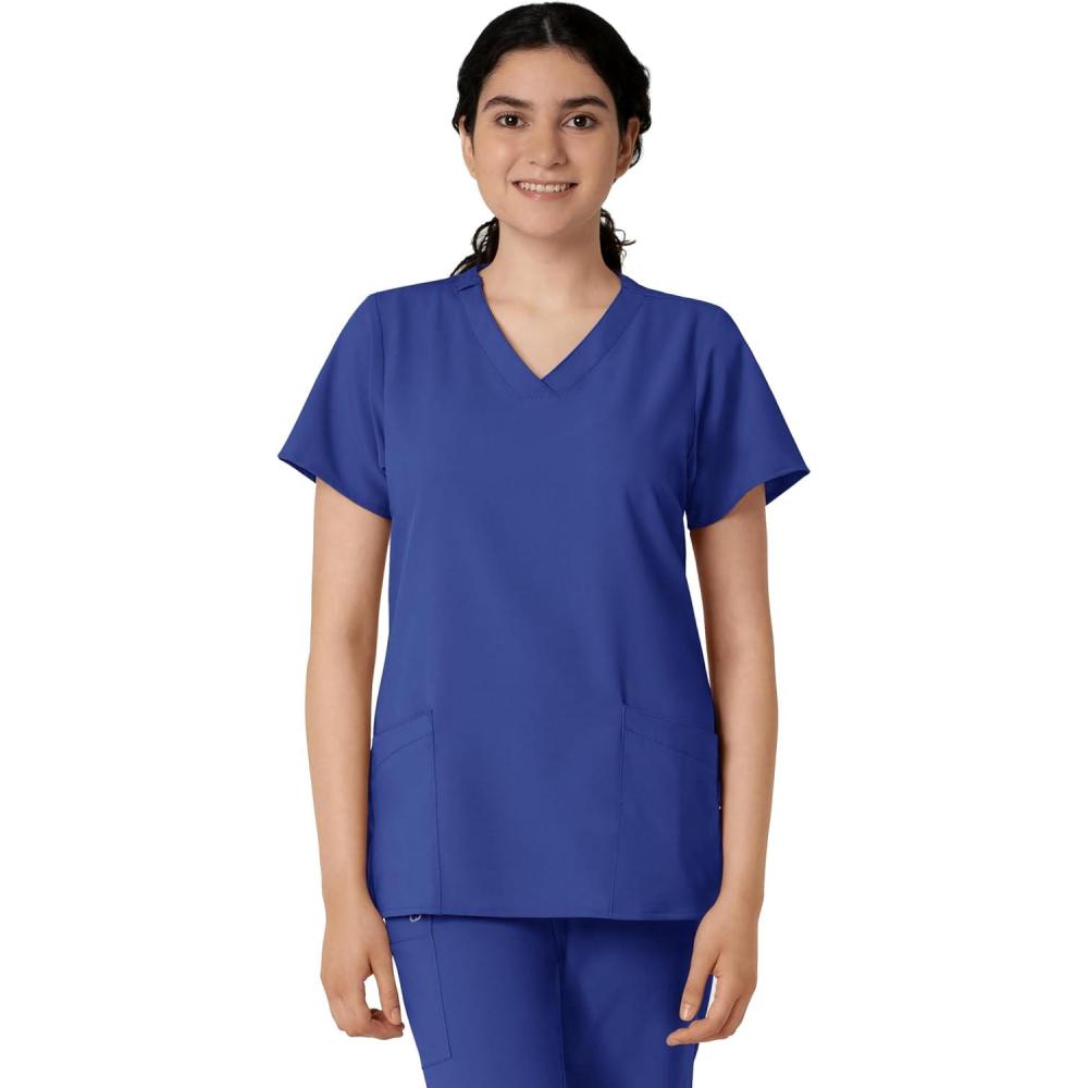 Wink Scrubs for Women, W123, Classic V-Neck Tops with 2 Pockets(Galaxy Blue)