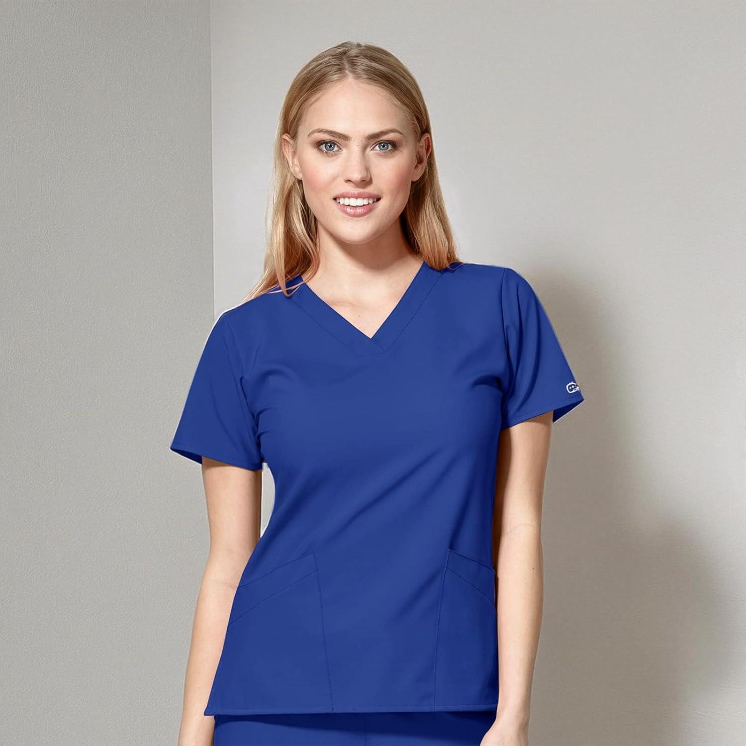 Wink Scrubs for Women, W123, Classic V-Neck Tops with 2 Pockets(Galaxy Blue)