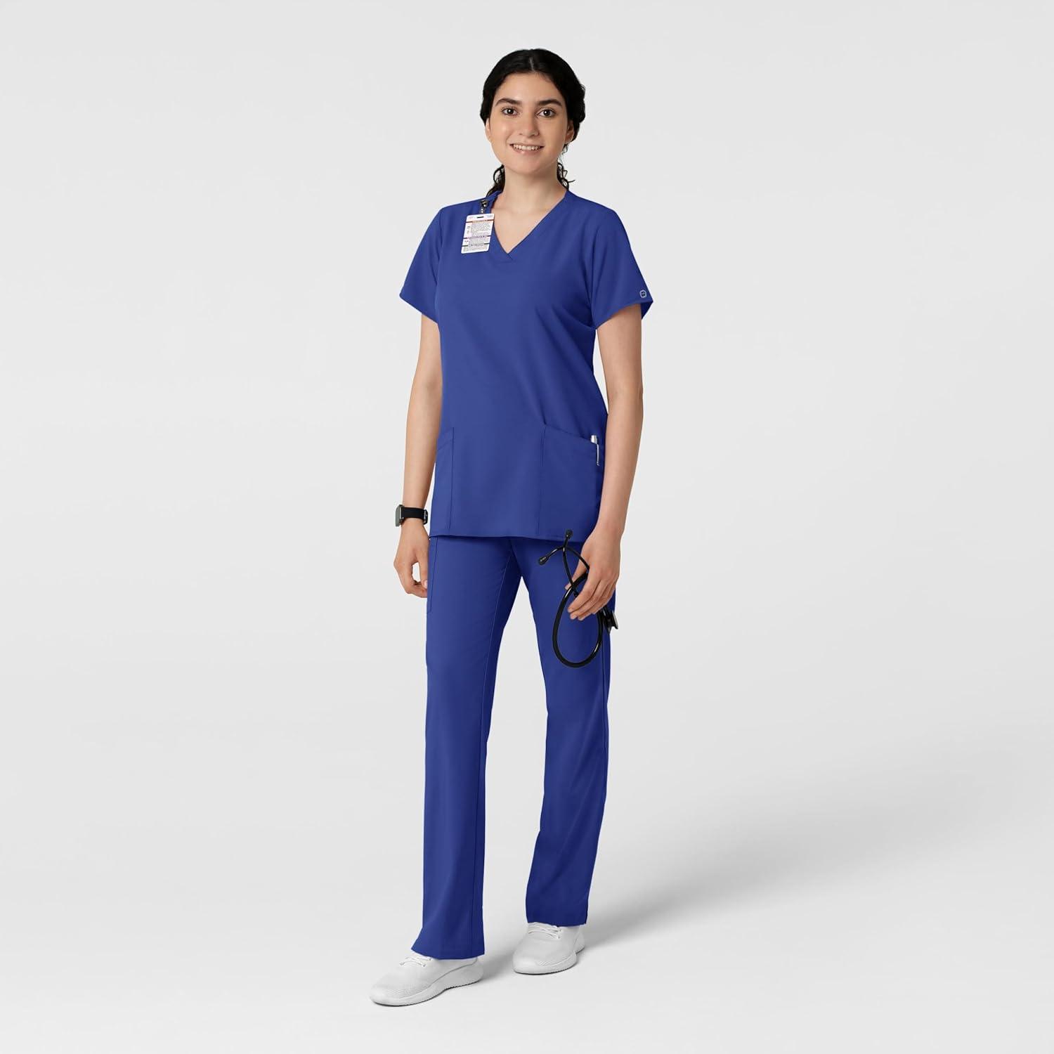 Wink Scrubs for Women, W123, Classic V-Neck Tops with 2 Pockets(Galaxy Blue)