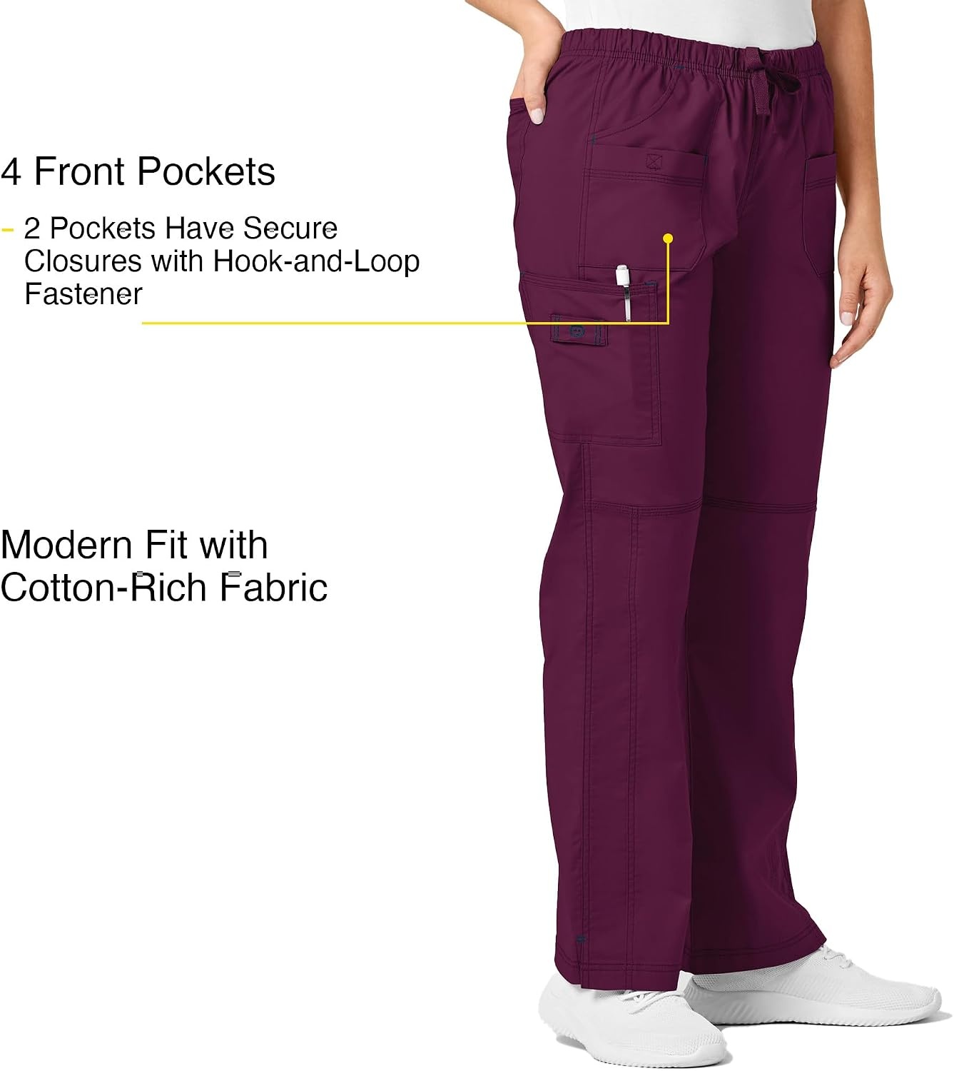 Wink WonderFLEX Patience – Women’s Curved Notch Neck Scrub Top(Wine)